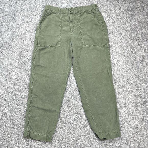 J. Crew Pants - J Crew Pants Womens Size 8 Cropped Lyocell Linen Blend Stretch Waist Green